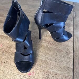 Aldo Black Strappy Leather Heels